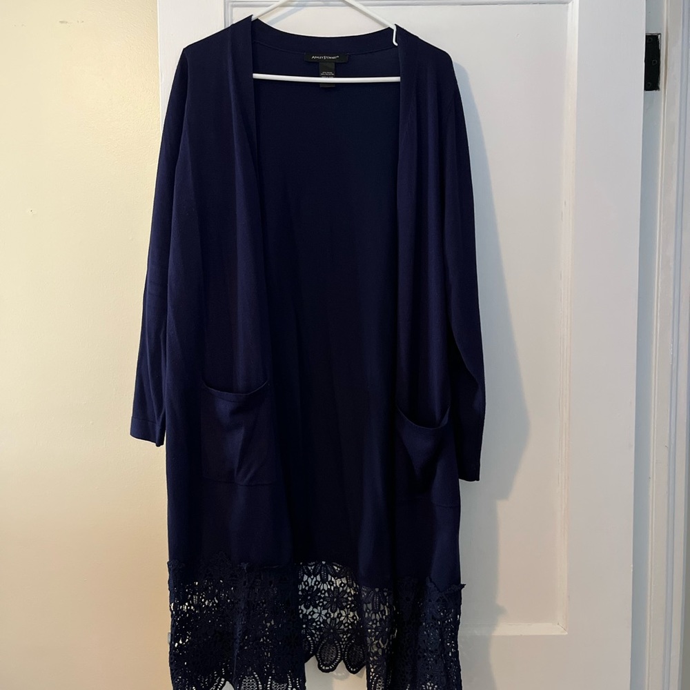 Navy blue with the lace at the bottom.